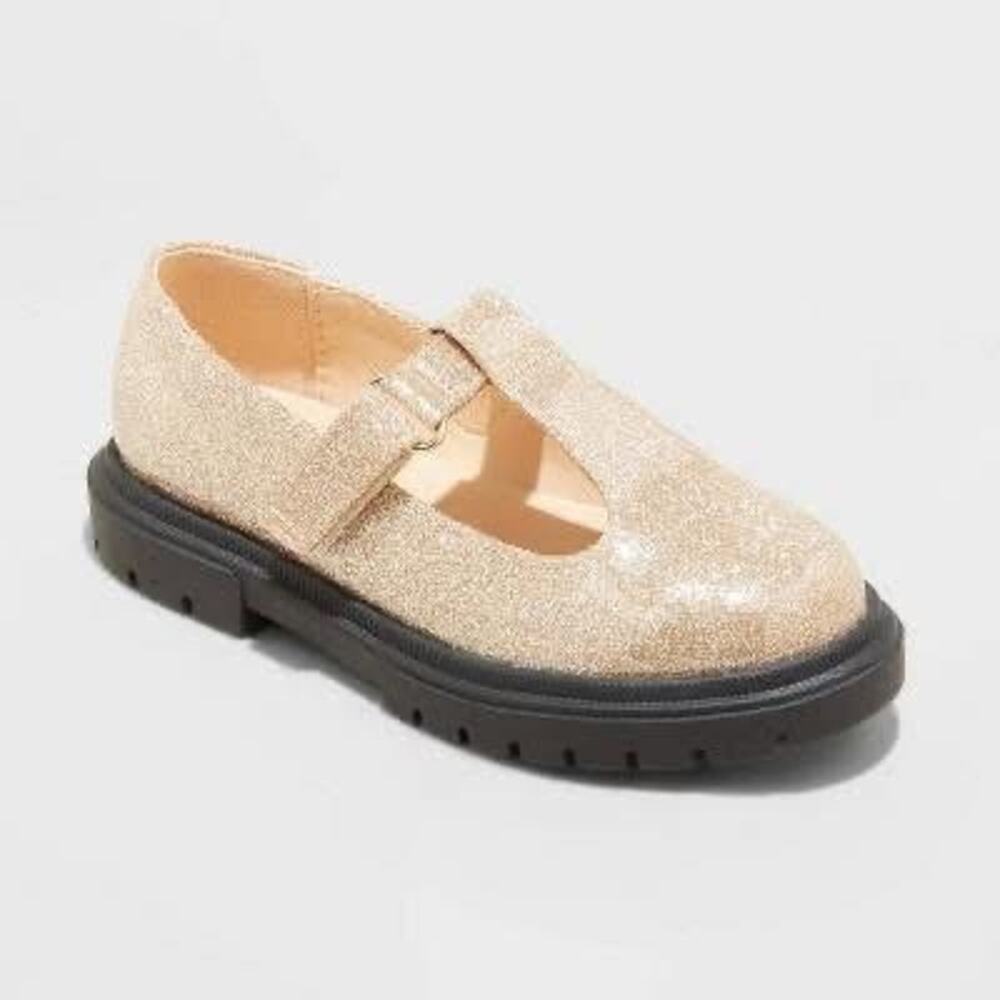 Cat & Jack: Toddler Size  Lug Sole Mary Jane Shoes- Gold Glitter
